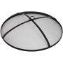 Outsunny Black Rustic Cauldron Style Metal Wood Fire Pit Bowl w/Log Poker and Mesh Screen Enclosure for Ember Protection