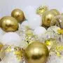 Confetti Balloons 12'' Party Balloons Latex Balloons Birthday Balloons Baby Shower Balloons Wedding Balloons for More Parties 50 Pcs Pack-White, Gold, Golden Confettii Balloons with Ribbon
