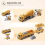 Construction Vehicles Truck Toys, Geyiie Kids Engineering Playset Metal Truck Head, Excavator Digger Bulldozer Forklift Trucks Trailer Cement Toys Gift for Toddlers Kids 3 4 5 6 Year Old Boy