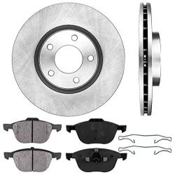 CRK13637 FRONT 299.8 mm Premium OE 5 Lug [2] Brake Disc Rotors + [4] Ceramic Brake Pads + Clips