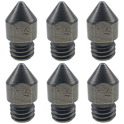 Endlesss 3D Printer Hardened Steel MK8 Nozzle 0.4 mm for 1.75 mm Makerbot, Creality CR-10 All Metal Hotend, Ender 3/ Ender 3 pro, CraftBot, Prusa i3 3D Printer (6 Pack)