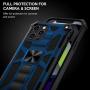 Saputu Compatible with iPhone 12 Pro Max Case, | Military Grade | Invisible Built-in Kickstand and Metal Plate, Anti-Scratch Shockproof Bumper Drop Tested Protective Cover (Blue)