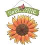 YK Decor Metal Sunflower Welcome Sign Front Door Decor Hanging Welcome Sign Sunflower Garden Decor Indoor Outdoor Signs and Decor