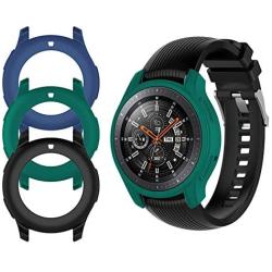 Case Fit Samsung Galaxy Watch (46mm) /Gear S3 Frontier Protector Case, 3Pcs Soft TPU Shock-Proof Protective Bumper Sleeve Cover Case for Galaxy Watch (46mm) /Gear S3 Frontier (Black Green Blue)