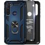 E-Began Case for Motorola Moto G Stylus (2020) with Tempered Glass Screen Protector, Metal Magnetic Ring Holder, Full-Body Protective Military Armor Phone Cover Case -Navy Blue