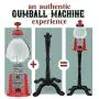 Gumball Machine - 15 Inch Candy Dispenser with Stand for 0.62 Inch Bubble Gum Ball - Heavy Duty Red Metal with Large Glass Ball- Easy Twist-Off Refill - Free or Coin Operated - by The Candery
