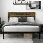 Einfach Rustic Platform Metal Bed Frame with Wooden Headboard and Footboard/Mattress Foundation with Strong Slat Support/No Box Spring Needed/Easy Assembly,Full Einfach Rustic Platform Metal Bed Frame with Wooden Headboard and Footboard/Mattress Foundation with Strong Slat Support/No Box Spring Needed/Easy Assembly,Full