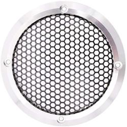 Magic Source 2Pcs 3.5'' Speaker Grills Protective Cover Aluminium Alloy Frame with Honeycomb Type Electroplated Metal Mesh Cover for Car or Home Audio Midrange Loudspeaker Silver Speaker Grill Mesh