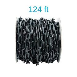 Houseables Plastic Chain, Safety Barrier, 124 Foot, 2'' Links, Light Weight, UV Protected, Accessory for Crowd Control, Queue Line, Decoration, Chains Link Fence (Black)