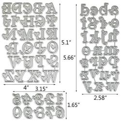 Ioffersuper Set of 3 Metal Alphabet Lowercase/Uppercase Letter with Number Cutting Dies Stencil Template for Card Making, Scrapbooking, Photo Album Embossing DIY Crafts