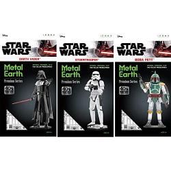 Metal Earth Fascinations Premium Series 3D Metal Model Kits Star Wars Set of 3 - Darth Vader - Stormtrooper - Boba Fett