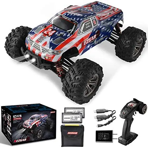 BEZGAR 6 Hobbyist Grade 1:16 Scale Remote Control Truck, 4WD High Speed 42 Km/h All Terrains Electric Toy Off Road RC Monster Vehicle Car Crawler with 2 Rechargeable Batteries for Boys Kids and Adults BEZGAR 6 Hobbyist Grade 1:16 Scale Remote Control Truck, 4WD High Speed 42 Km/h All Terrains Electric Toy Off Road RC Monster Vehicle Car Crawler with 2 Rechargeable Batteries for Boys Kids and Adults