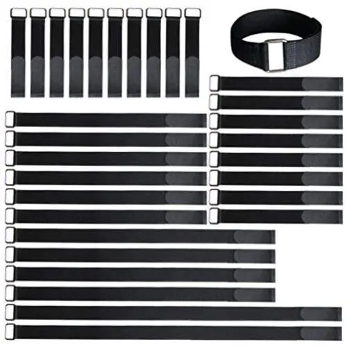 VIGAER 8''-12''-18''-24''-30'' Reusable Fastening Cable Straps, 30 Pcs Securing Straps Adjustable Nylon Hook and Loop Cinch Cable Ties Down with Metal Buckle VIGAER 8''-12''-18''-24''-30'' Reusable Fastening Cable Straps, 30 Pcs Securing Straps Adjustable Nylon Hook and Loop Cinch Cable Ties Down with Metal Buckle
