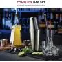 14-Piece Cocktail Shaker Set - Bar Tools - Stainless Steel Cocktail Shaker Set Bartender Kit, With All Bar Accessories, Cocktail Strainer, Double Jigger, Bar Spoon, Bottle Opener, Pour Spouts.