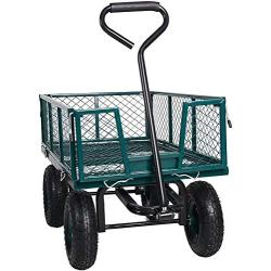 Dporticus Four-Wheel Trailer Large Folding Wagon Side Cart 560lbs Load Capacity, Handling Truck Pull for Outdoor Garden Warehouse Beach