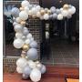 Gray DIY Balloon Garland Arch Kit 16ft Long with Matte Grey- White and Metallic Chrome Golden Latex Balloons for Wedding, Boy Baby Shower, Graduation, Anniversary Party Decorations