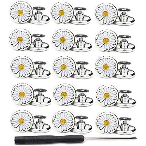 MANMANFEI No Sew Button 17mm Replacement Jean Buttons,15 Sets Instant Adjustable Pants Button Metal Copper Button Replacement Kit Adds Or Reduces an Inch to Any Pants Waist in Seconds