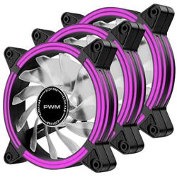 EZDIY-FAB 120mm PWM Purple LED Fan, Dual-Frame LED Case Fan for PC Cases, High Airflow Quiet,CPU Coolers, and Radiators,4-Pin-3-Pack…