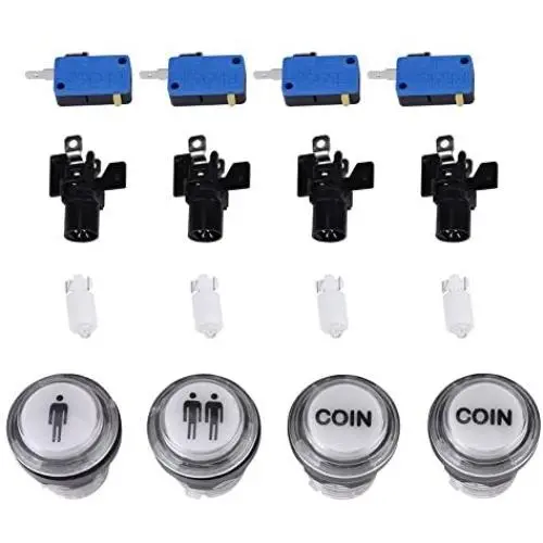 Arcade Game Buttons - 4 x LED Start Push Button Kit Part 1 Player + 2 Player + LED Coin Buttons for Arcade Arcade Game Buttons - 4 x LED Start Push Button Kit Part 1 Player + 2 Player + LED Coin Buttons for Arcade