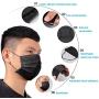 TecUnite 100 Pack Disposable Face Breathable Dust Filter Mouth Cover Masks with Elastic Ear Loop (Black), one Size
