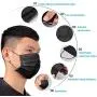 TecUnite 100 Pack Disposable Face Breathable Dust Filter Mouth Cover Masks with Elastic Ear Loop (Black), one Size