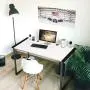 KINGSO Computer Desk 47'' Study Writing Desk for Home Office, Modern Simple Design PC Laptop Desk, Wood Notebook Writing Table, Metal Frame Study Desk (White)