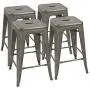Devoko Metal Bar Stools 24'' Indoor Outdoor Stackable Barstools Modern Style Industrial Vintage Counter Bar Stools Set of 4 (Gun) Devoko Metal Bar Stools 24'' Indoor Outdoor Stackable Barstools Modern Style Industrial Vintage Counter Bar Stools Set of 4 (Gun)