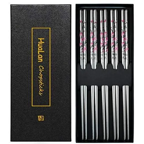HuaLan Metal Alloy Chopsticks Stainless Steel Lightweight Chopsticks 5 Pairs Gift Set HuaLan Metal Alloy Chopsticks Stainless Steel Lightweight Chopsticks 5 Pairs Gift Set