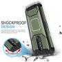 TJS Phone Case Compatible with LG Stylo 4 2018/Stylo 4 Plus/Q Stylus/Q Stylus Plus/Q Stylus Alpha, [Full Coverage Tempered Glass Screen Protector] Aluminum Magnetic Support Metal Plate Back (Green)
