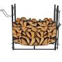 SSLine 30'' Metal Firewood Rack Log Holder with Tool Set Indoor Fireplace Wood Storage Rack Outdoor Deck Fire Wood Holder Organizer for Firepit Stove