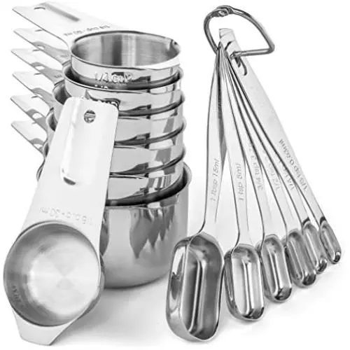 Stainless Steel Measuring Cups and Spoons Set by Finely Polished- 13 Piece Professional Quality Metal Measuring Cups and Metal Measuring Spoons - Measuring Cups Stainless Steel - Measuring Cup Set Stainless Steel Measuring Cups and Spoons Set by Finely Polished- 13 Piece Professional Quality Metal Measuring Cups and Metal Measuring Spoons - Measuring Cups Stainless Steel - Measuring Cup Set