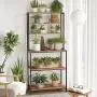 VASAGLE Bakers Rack, Microwave Oven Stand, 6-Tier Kitchen Utility Storage Shelf, 6 Hooks and Metal Frame, Industrial, 31.5 x 15.7 x 65.7 Inches, Rustic Brown and Black UKKS019B01