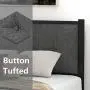 SHA CERLIN Queen Bed Frame, Platform Bed Frame with Strong Metal Slats and Upholstered Button Tufted Square Stitch Headboard, Mattress Foundation, No Box Spring Needed, Easy Assembly, Dark Grey SHA CERLIN Queen Bed Frame, Platform Bed Frame with Strong Metal Slats and Upholstered Button Tufted Square Stitch Headboard, Mattress Foundation, No Box Spring Needed, Easy Assembly, Dark Grey