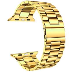 Fitlink Stainless Steel Metal Band for Apple Watch 38/40/42/44mm Replacement Link Bracelet Band Compatible with Apple Watch Series 6 Apple Watch Series 5 Apple Watch Series 1/2/3/4 (Gold,38/40mm)