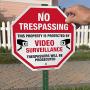 SmartSign No Trespassing Sign with Stake 3’ Tall, This Property is Protected by Video Surveillance, Trespassers Will Be Prosecuted Sign for Yard/Lawn/Outdoors | 10 Inch Octagon Aluminum Metal Sign