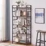 OIAHOMY Industrial Bookshelf,5-Tier Vintage Bookcase and Bookshelves,Rustic Wood and Metal Shelving Unit,Display Rack and Storage Organizer for Living Room, Rustic Brown OIAHOMY Industrial Bookshelf,5-Tier Vintage Bookcase and Bookshelves,Rustic Wood and Metal Shelving Unit,Display Rack and Storage Organizer for Living Room, Rustic Brown