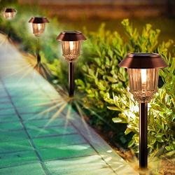 Solar Lights Pathway - Solar Pathway Lights 4 Pack, LED Landscape Lights Outdoor, IP65 Waterproof 8-10 Hours Long Last 10-40 Lumens Adjustable Warm White Pathway Lights for Garden, Path, Yard