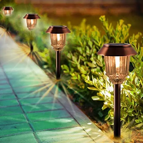 Solar Lights Pathway - Solar Pathway Lights 4 Pack, LED Landscape Lights Outdoor, IP65 Waterproof 8-10 Hours Long Last 10-40 Lumens Adjustable Warm White Pathway Lights for Garden, Path, Yard Solar Lights Pathway - Solar Pathway Lights 4 Pack, LED Landscape Lights Outdoor, IP65 Waterproof 8-10 Hours Long Last 10-40 Lumens Adjustable Warm White Pathway Lights for Garden, Path, Yard