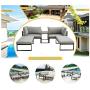 LOKATSE HOME 5 Pieces Patio Furniture Conversation Metal Sofa Set Outdoor All Weather Chaise Lounge Cushioned Chairs with Ottoman Table, Grey