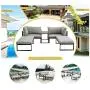 LOKATSE HOME 5 Pieces Patio Furniture Conversation Metal Sofa Set Outdoor All Weather Chaise Lounge Cushioned Chairs with Ottoman Table, Grey LOKATSE HOME 5 Pieces Patio Furniture Conversation Metal Sofa Set Outdoor All Weather Chaise Lounge Cushioned Chairs with Ottoman Table, Grey
