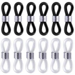 BronaGrand 12pcs Rubber Metal Ends for Eyeglass Chain Necklace Chain (6pcs Black Color +6pcs Clear Color)