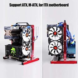 Tangxi M-ATX ATX ITX Motherboard Chassis DIY Set, Computer Aluminum Open Air Frame Chassis Case, DIY Chassis Bracket Open Chassis ATX Vertical Chassis Rack Metal Frame Heat Dissipation (Red)