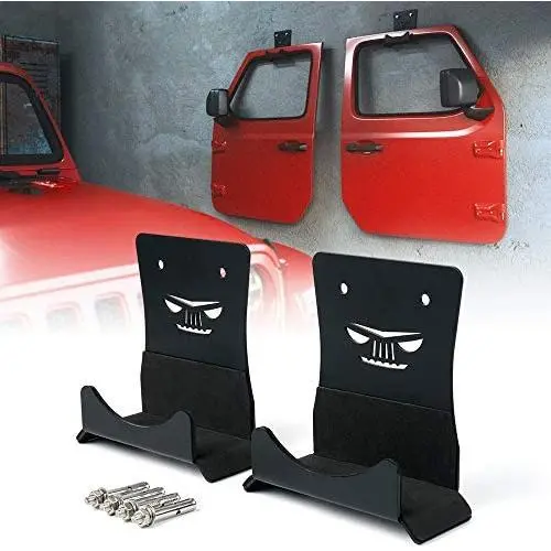 Xprite 2PCS Wall Mount Removable Door Storage Hangers with Rubber Lining, Heavy Duty Metal Door Storage Holder Bracket for 1956-2020 Jeep Wrangler CJ YJ TJ LJ JK JKU JL JLU Xprite 2PCS Wall Mount Removable Door Storage Hangers with Rubber Lining, Heavy Duty Metal Door Storage Holder Bracket for 1956-2020 Jeep Wrangler CJ YJ TJ LJ JK JKU JL JLU
