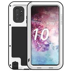 Galaxy Note 10 Plus Case,Bpowe Super Shockproof Silicone Aluminum Metal Armor Tank Heavy Duty Sturdy Protector Cover Hard Case for Samsung Galaxy Note 10 Plus/Galaxy Note 10+ 5G 6.8'' 2019 (White)