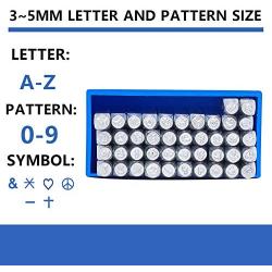 PandaHall Elite 42 Pcs Letter and Number Metal Stamp Set, 1/8 inch 3mm Alphabet A-Z and Number 0-9, Love Symbols, Iron Uppercase Stamps Punch Press Tool for Imprinting on Metal Jewelry Leather Wood