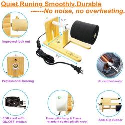Cup Turner for Crafts Tumbler Cup Spinner Machine Kit, Wood Cuptisserie Turner DIY Glitter Epoxy Tumblers with Silent UL Motor Safety Switch 2 Foams (Wood & Hot Air Gun)