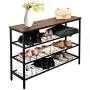 Shoe Rack, 4-Tier Shoe Shelf, Industrial Shoe Storage Organizer with 3 Metal Mesh Shelves and Large Surface for Bags, Ideal for Entryway, Hallway, Closet, Bedroom, Garage Easy Assembly, Fits 12 Shoes Shoe Rack, 4-Tier Shoe Shelf, Industrial Shoe Storage Organizer with 3 Metal Mesh Shelves and Large Surface for Bags, Ideal for Entryway, Hallway, Closet, Bedroom, Garage Easy Assembly, Fits 12 Shoes