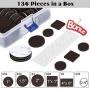 Furniture Pads 136 Pieces Pack Self Adhesive Felt Pad Brown Felt Furniture Pads 5mm Thick Anti Scratch Floor Protectors for Chair Legs Feet with Case and 30 Rubber Bumpers for Hardwood Tile Wood Floor