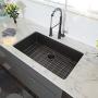 Lordear 32 Inch Black Kitchen Sink Undermount 16 Gauge Stainless Steel Gunmetal Black Single Bowk Kitchen Sink Basin
