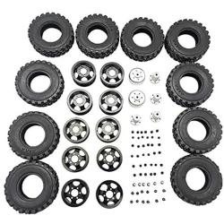 Katigan Double Tire Metal Wheel for WPL B16 B36 Q60 Q63 Q64 6WD 6X6 RC Truck Upgrade Parts,Black